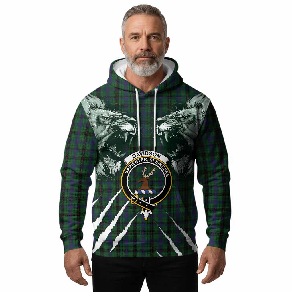 Davidson Tartan Crest Hoodie Ferocious Lion Style