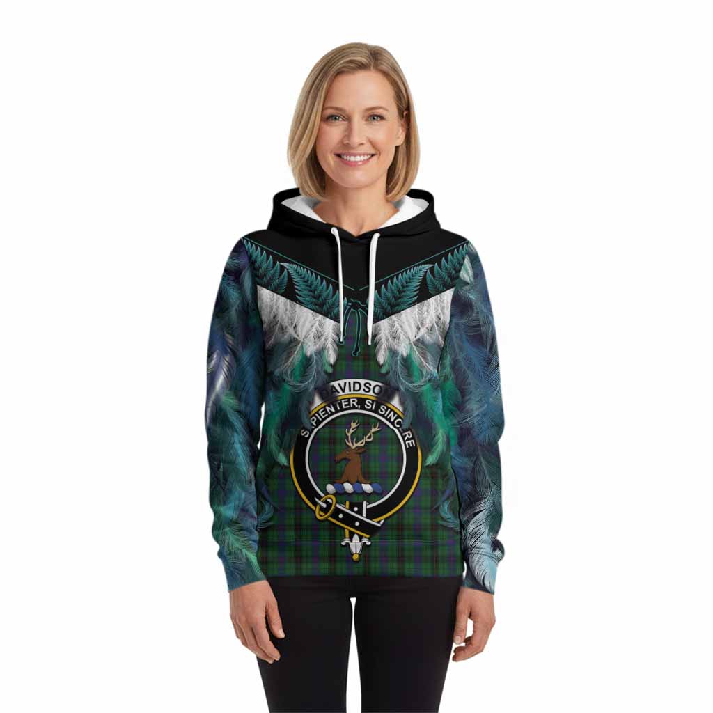 Davidson Tartan Crest Hoodie New Zealand Maori Korowai Cloak