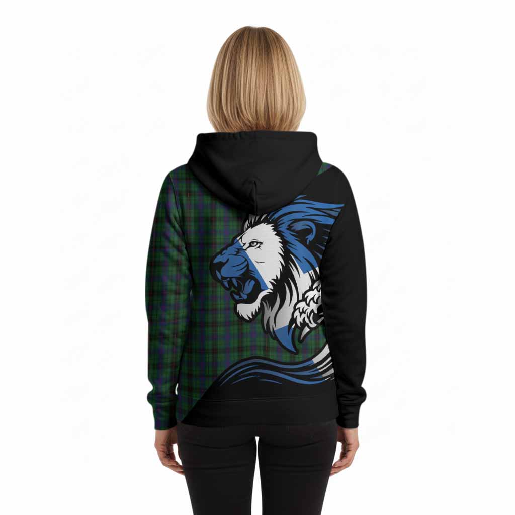 Davidson Tartan Crest Hoodie Scottish Golden Lions Wave Flow