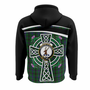 Davidson Tartan Crest Hoodie Scottish Thistle Celtic Cross Alba Gu Brath