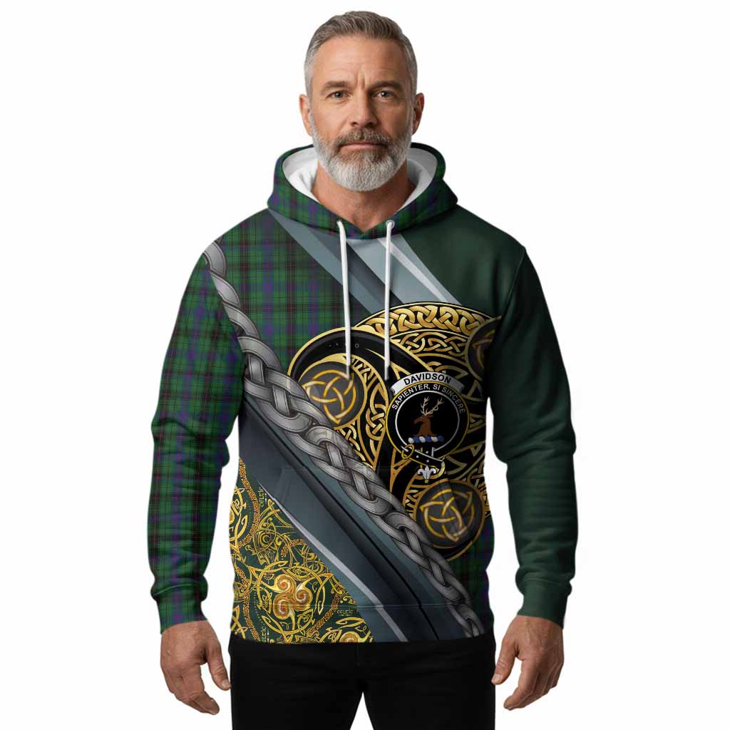 Davidson Tartan Crest Hoodie Scottish Triskele Celtic