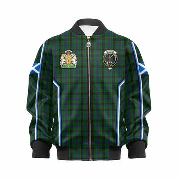 Davidson Tartan Crest Kid Bomber Jacket Scotland Coat of Arm Flag Style