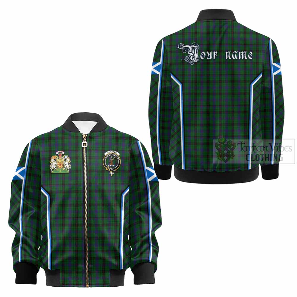 Davidson Tartan Crest Kid Bomber Jacket Scotland Coat of Arm Flag Style - Tartan Vibes Clothing