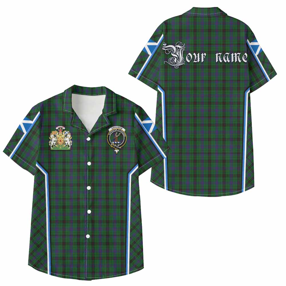 Davidson Tartan Crest Kid Hawaiian Shirt Scotland Coat of Arm Flag Style - Tartan Vibes Clothing