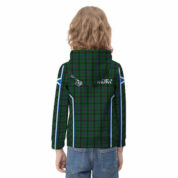 Davidson Tartan Crest Kid Hoodie Scotland Coat of Arm Flag Style