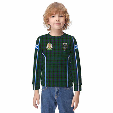 Davidson Tartan Crest Kid Knitted Sweatshirt Scotland Coat of Arm Flag Style