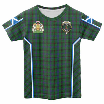 Davidson Tartan Crest Kid T-shirt Scotland Coat of Arm Flag Style - Tartan Vibes Clothing
