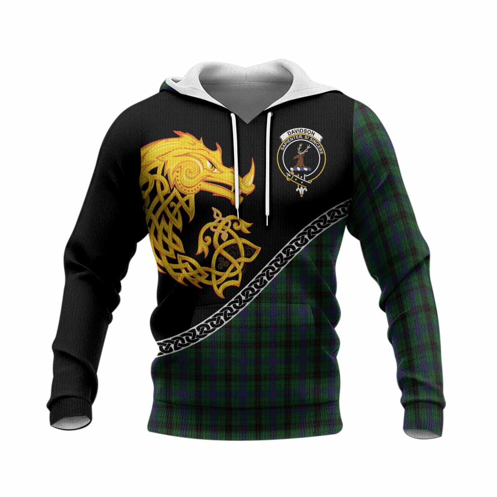 Davidson Tartan Crest Knitted Hoodie Legendary Dragon Knot Half Style