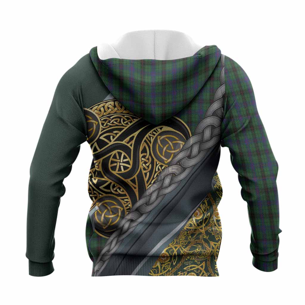 Davidson Tartan Crest Knitted Hoodie Scottish Triskele Celtic