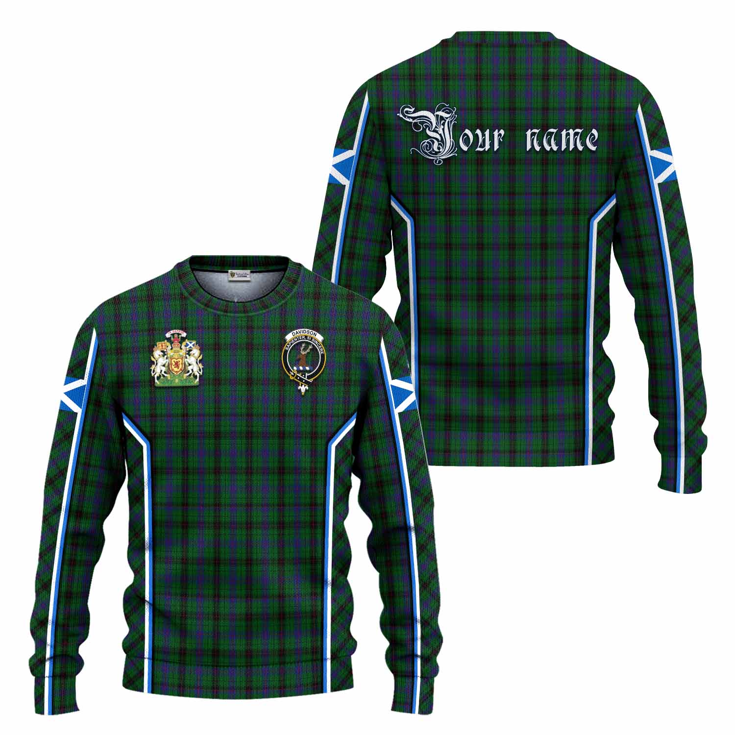 Davidson Tartan Crest Knitted Sweater Scotland Coat of Arm Flag Style - Tartan Vibes Clothing