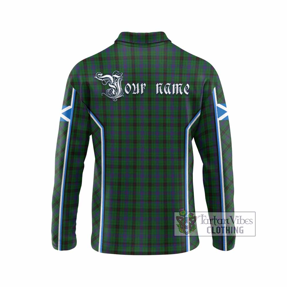 Davidson Tartan Crest Long Sleeve Polo Shirt Scotland Coat of Arm Flag Style - Tartan Vibes Clothing