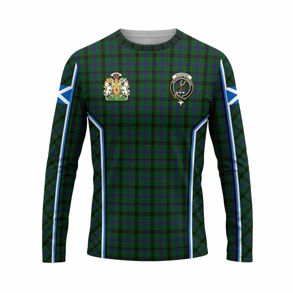 Davidson Tartan Crest Long Sleeve T-Shirt Scotland Coat of Arm Flag Style - Tartan Vibes Clothing