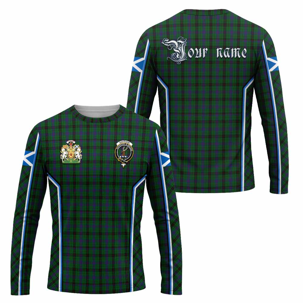 Davidson Tartan Crest Long Sleeve T-Shirt Scotland Coat of Arm Flag Style - Tartan Vibes Clothing