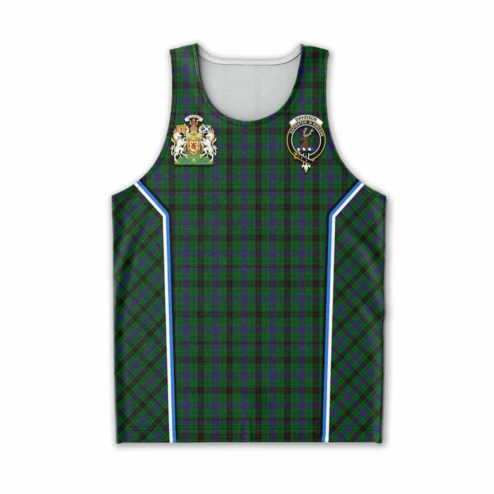 Davidson Tartan Crest Men Tank Top Scotland Coat of Arm Flag Style - Tartan Vibes Clothing