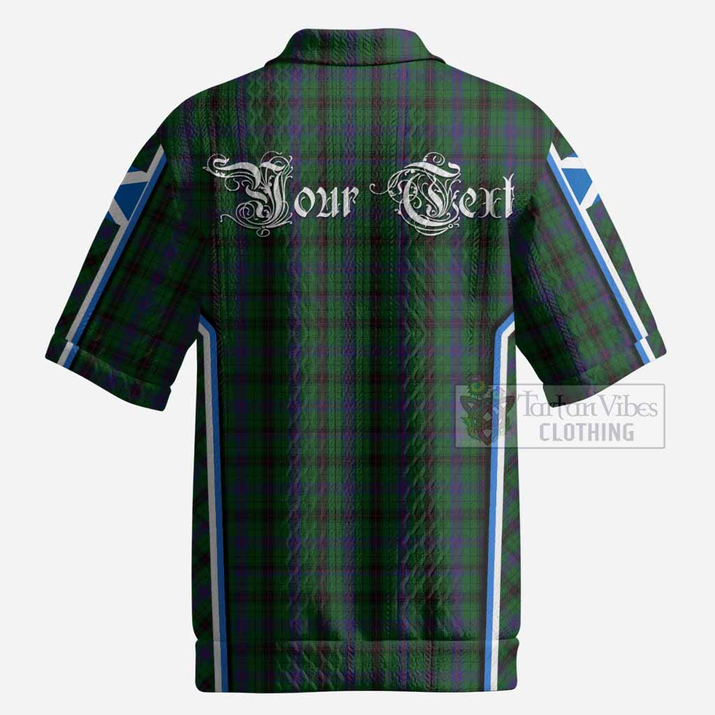 Davidson Tartan Crest Men’s Polo Sweater Top Scotland Coat of Arm Flag Style