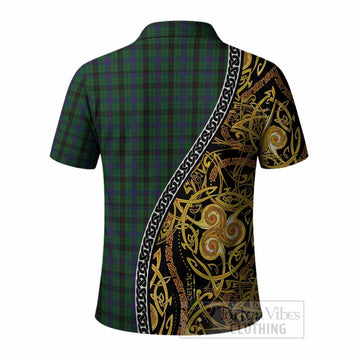 Davidson Tartan Crest Polo Shirt Celtic Knot and Triple Trickle Spiral Symbols