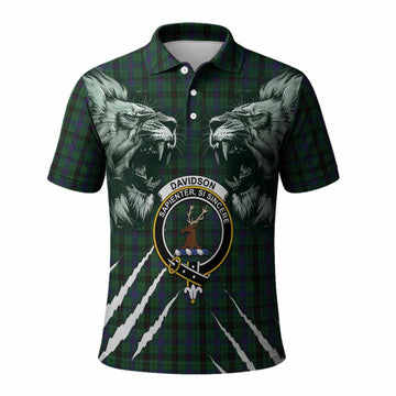 Davidson Tartan Crest Polo Shirt Ferocious Lion Style