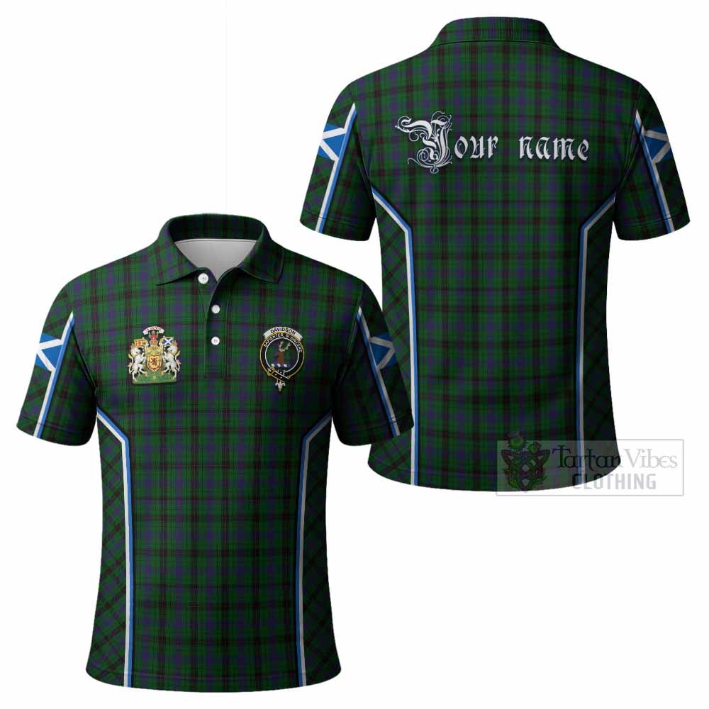 Davidson Tartan Crest Polo Shirt Scotland Coat of Arm Flag Style - Tartan Vibes Clothing