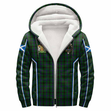 Davidson Tartan Crest Sherpa Hoodie Scotland Coat of Arm Flag Style