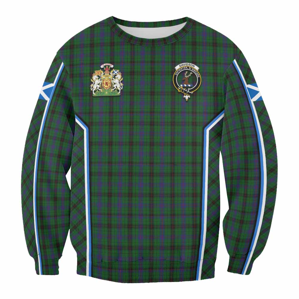 Davidson Tartan Crest Sweatshirt Scotland Coat of Arm Flag Style - Tartan Vibes Clothing