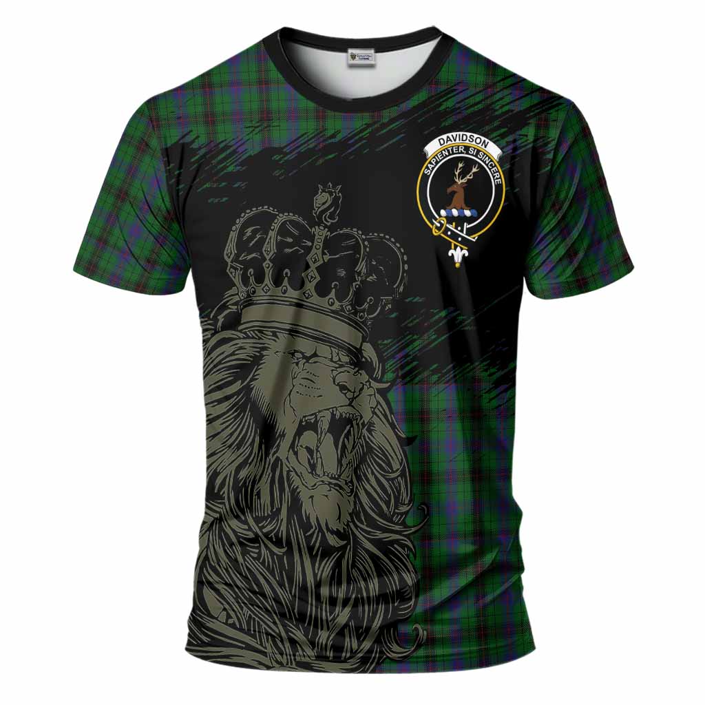 Davidson Tartan Crest T-Shirt Crowned Lion Heritage Style