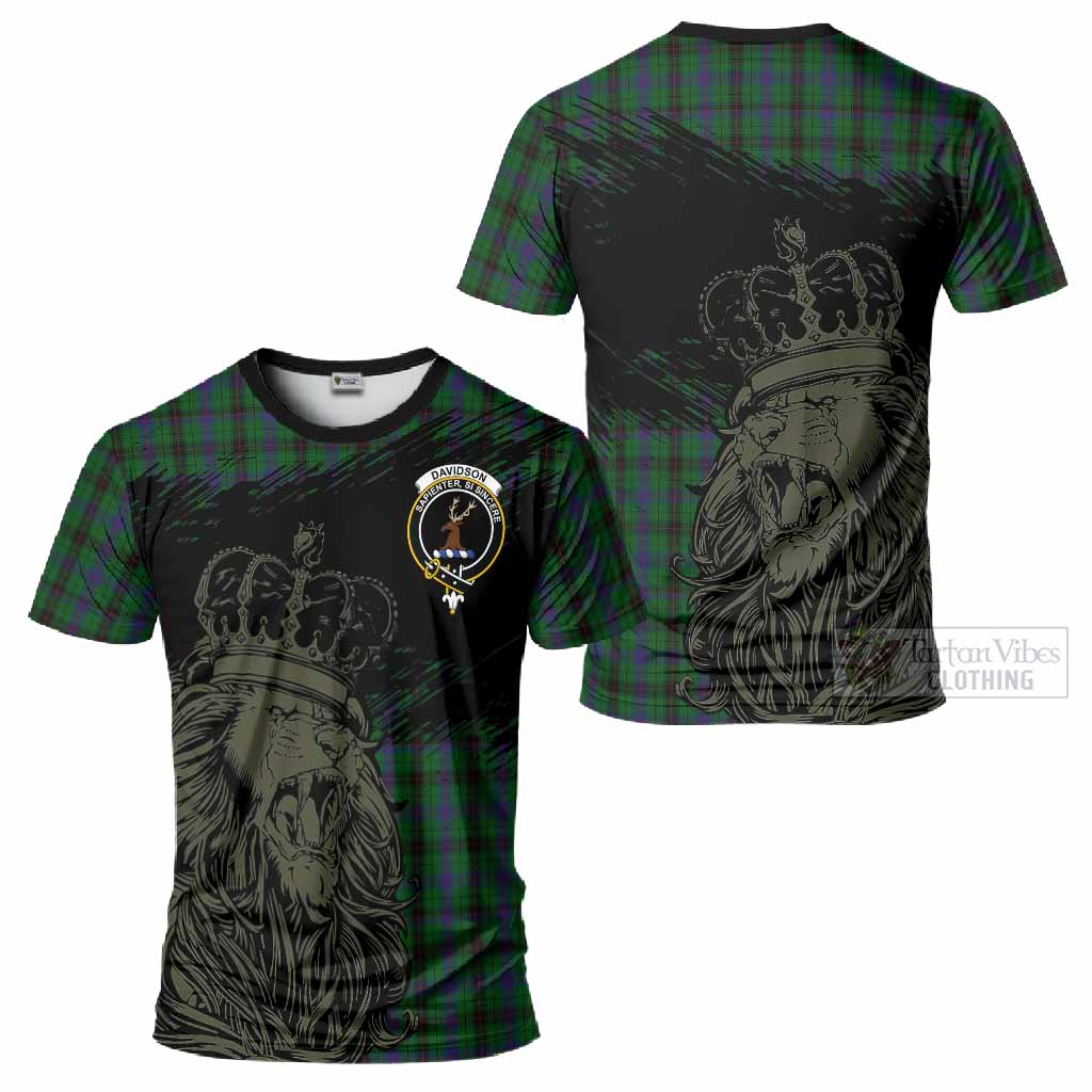 Davidson Tartan Crest T-Shirt Crowned Lion Heritage Style