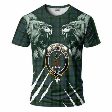 Davidson Tartan Crest T-Shirt Ferocious Lion Style