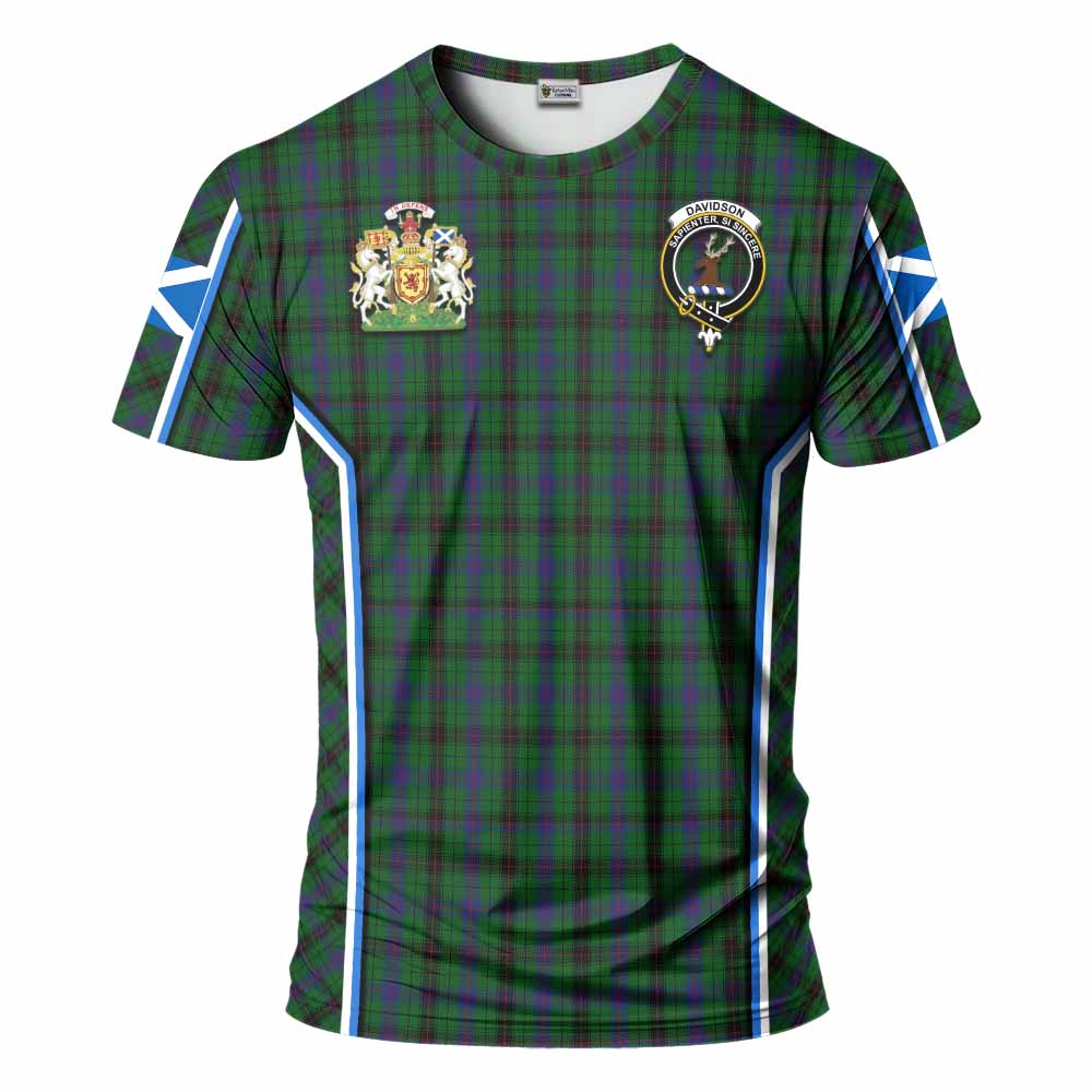 Davidson Tartan Crest T-shirt Scotland Coat of Arm Flag Style - Tartan Vibes Clothing