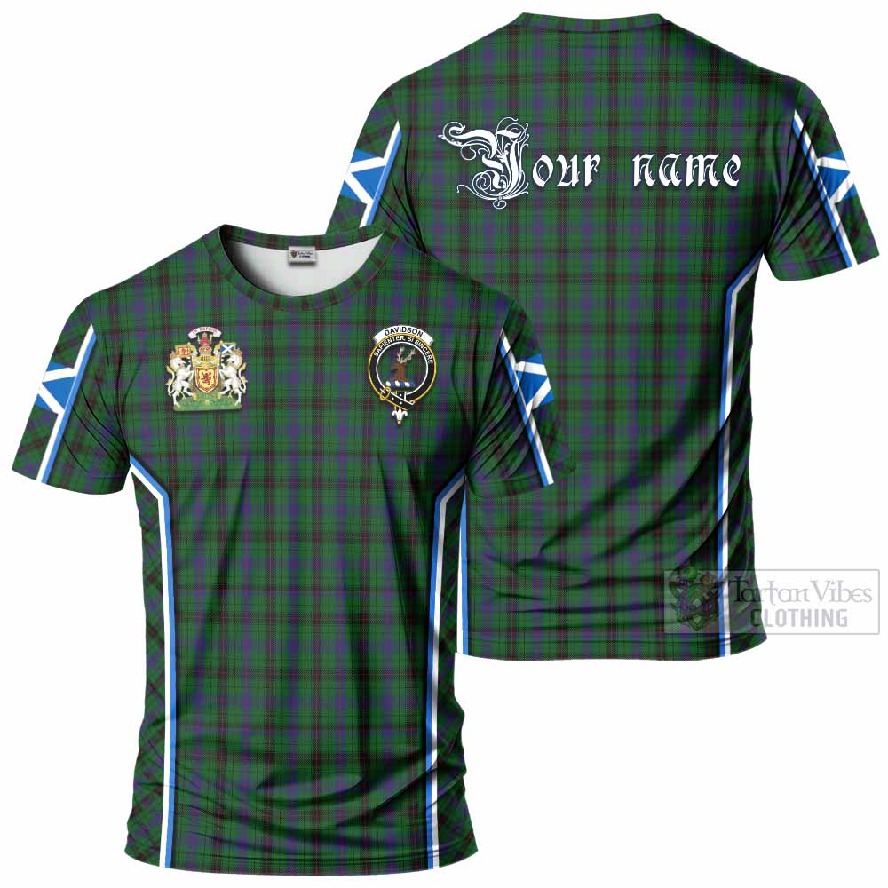 Davidson Tartan Crest T-shirt Scotland Coat of Arm Flag Style - Tartan Vibes Clothing