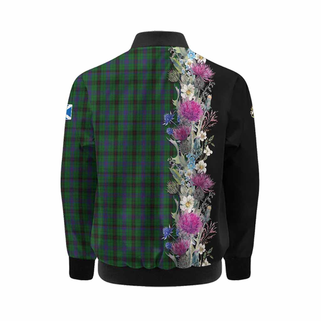 Davidson Tartan Crest Thistle Floral Kid Bomber Jacket Kid - Tartan Vibes Clothing