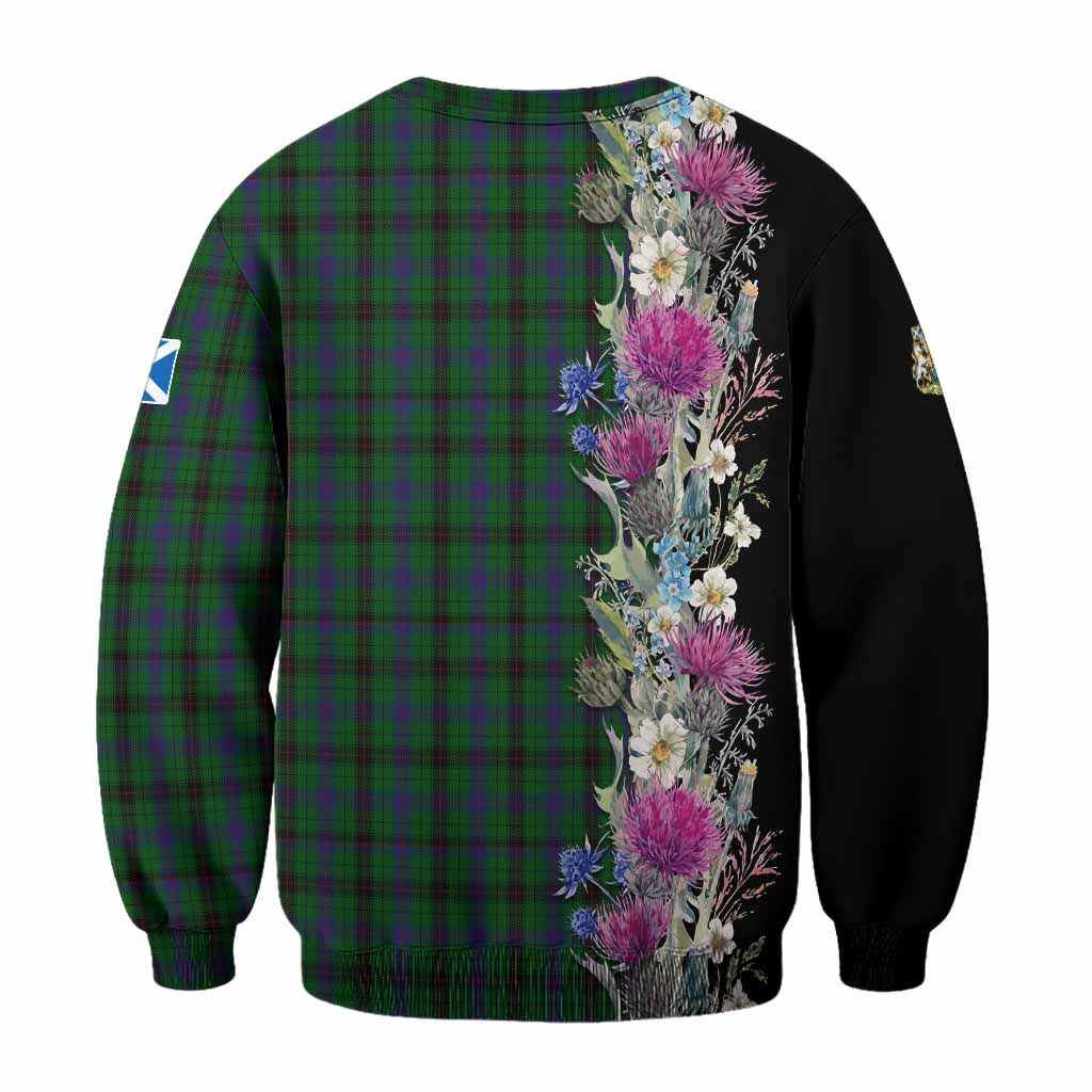Davidson Tartan Crest Thistle Floral Sweatshirt - Tartan Vibes Clothing