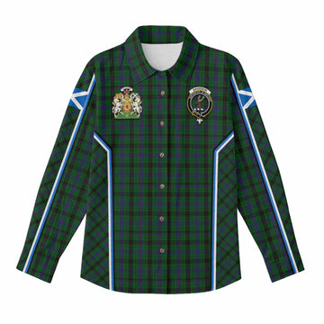 Davidson Tartan Crest Women Casual Shirt Scotland Coat of Arm Flag Style - Tartan Vibes Clothing