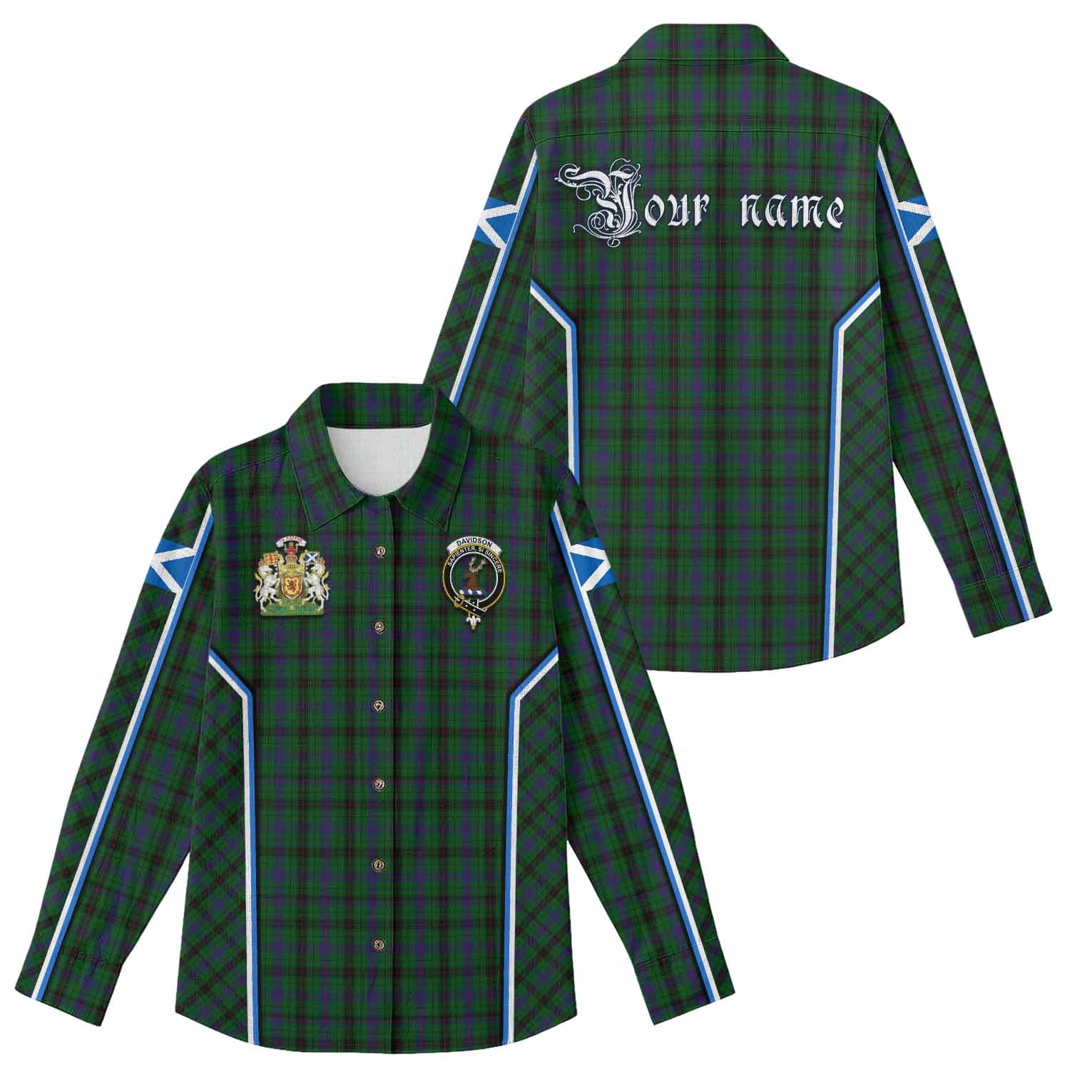 Davidson Tartan Crest Women Casual Shirt Scotland Coat of Arm Flag Style - Tartan Vibes Clothing