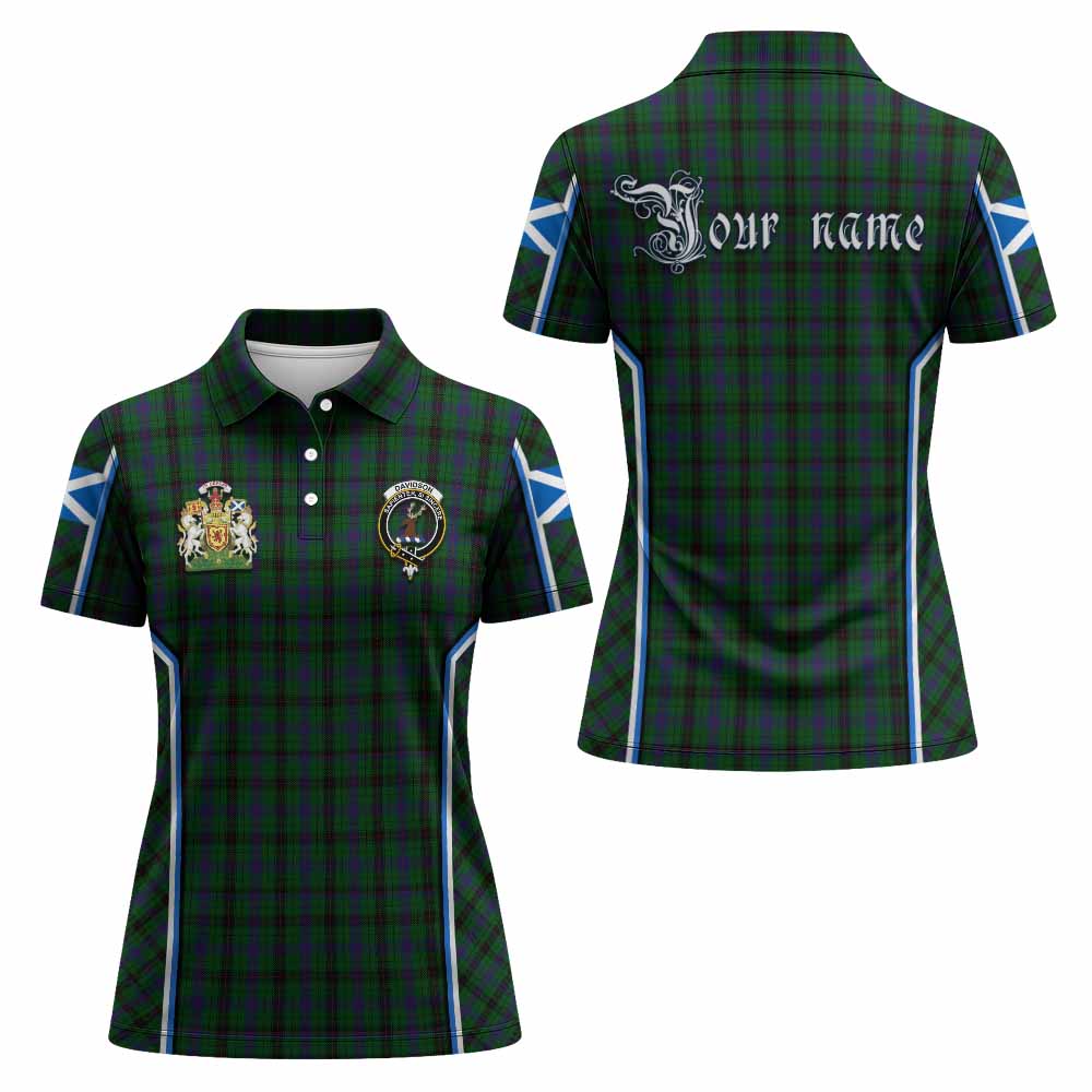 Davidson Tartan Crest Women's Polo Shirt Scotland Coat of Arm Flag Style - Tartan Vibes Clothing