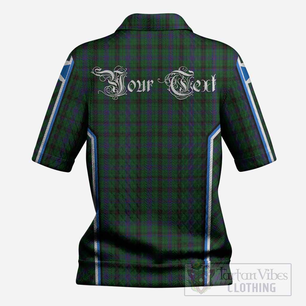 Davidson Tartan Crest Women’s Polo Sweater Top Scotland Coat of Arm Flag Style