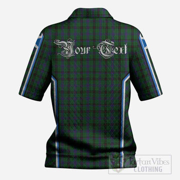 Davidson Tartan Crest Women’s Polo Sweater Top Scotland Coat of Arm Flag Style
