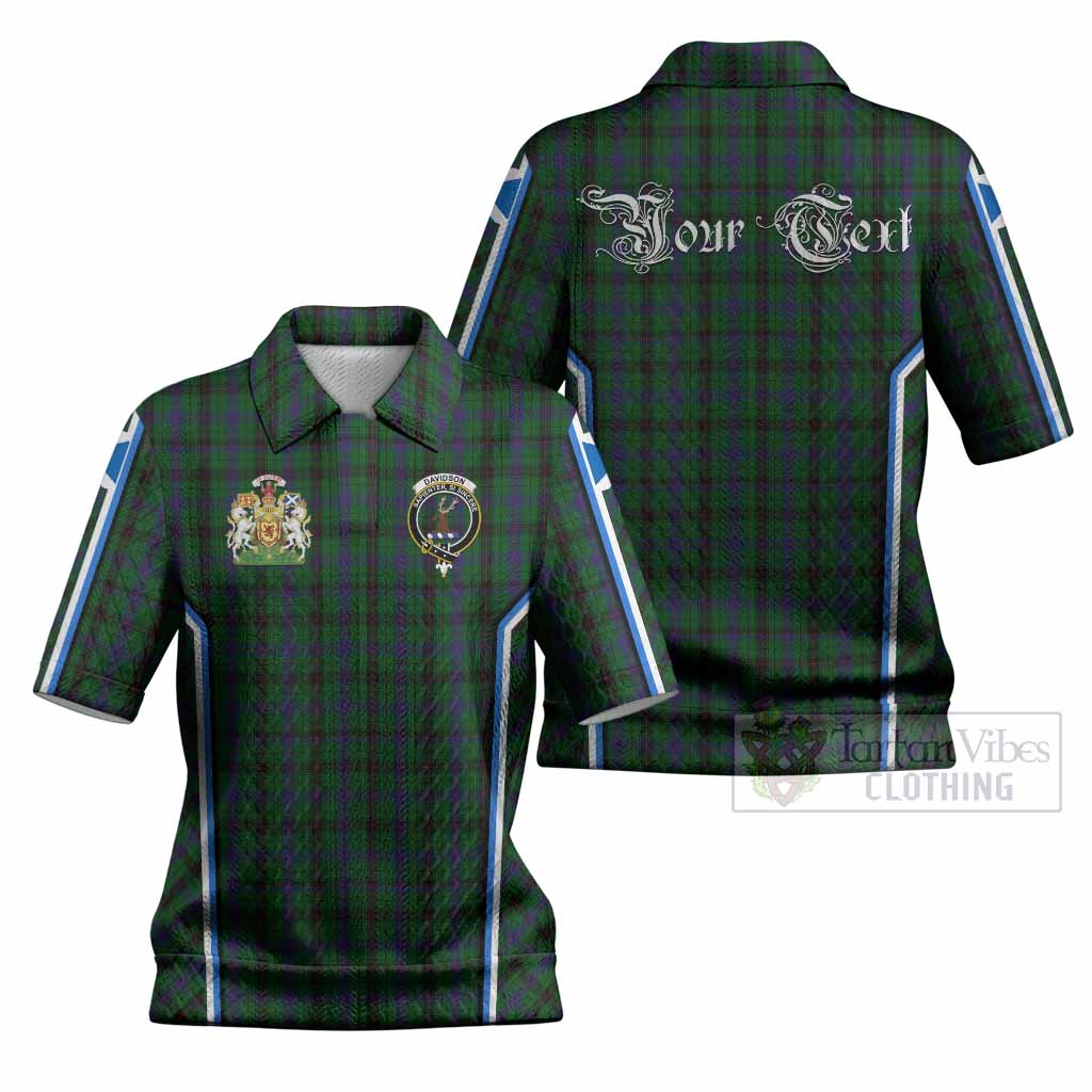 Davidson Tartan Crest Women’s Polo Sweater Top Scotland Coat of Arm Flag Style