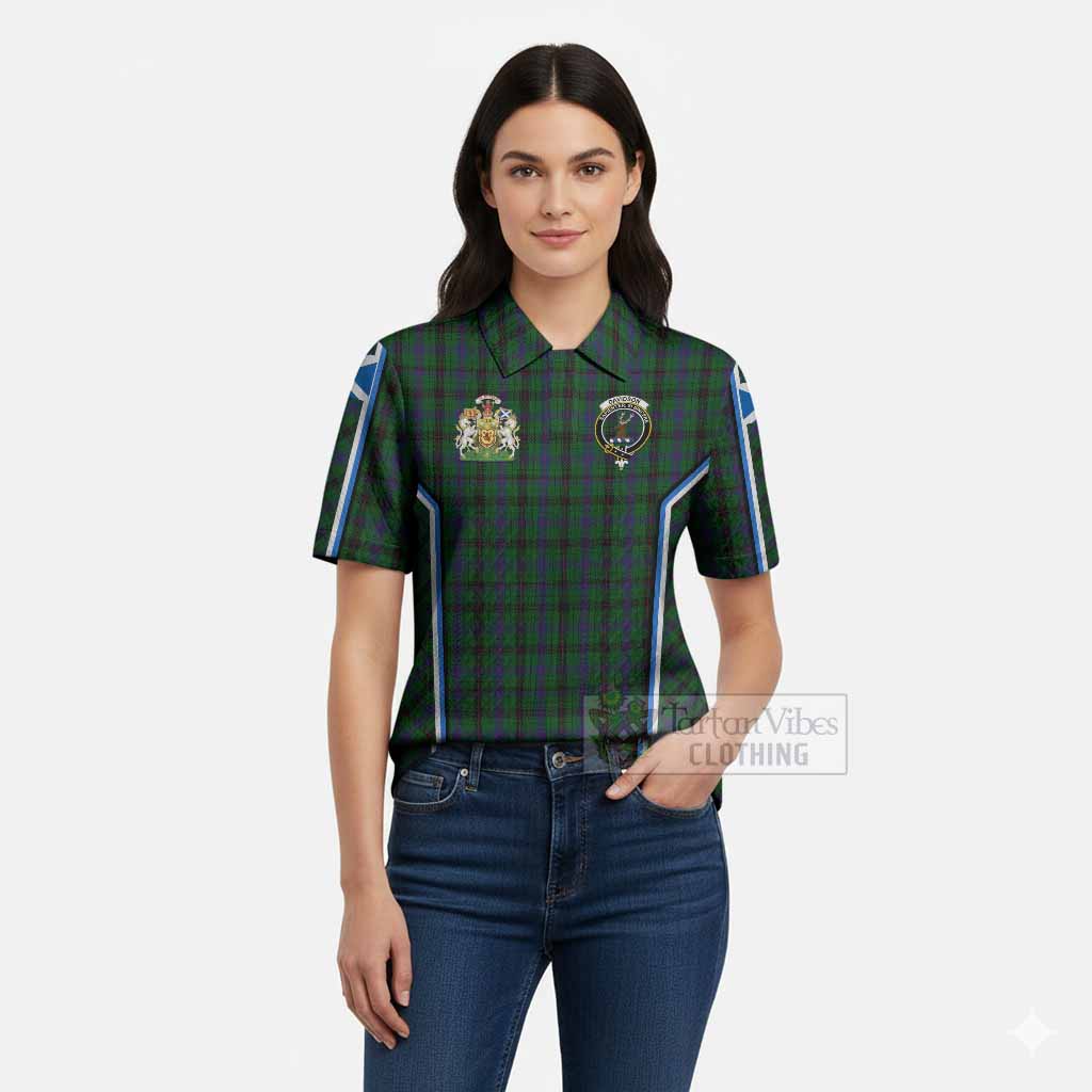 Davidson Tartan Crest Women’s Polo Sweater Top Scotland Coat of Arm Flag Style