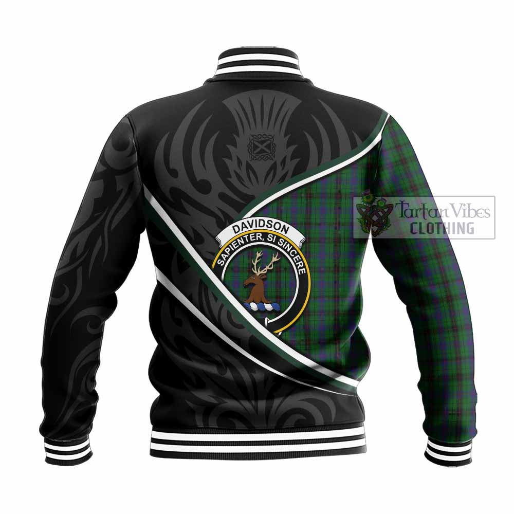 Davidson Tartan Family Crest Baseball Jacket Celtic Scottish Thistle Floral - Tartan Vibes Clothing