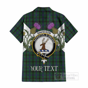 Davidson Tartan Family Crest Cotton Hawaiian Shirt Scottish Burns Night Thistle Floral
