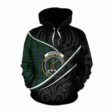 Davidson Tartan Family Crest Cotton Hoodie Celtic Scottish Thistle Floral