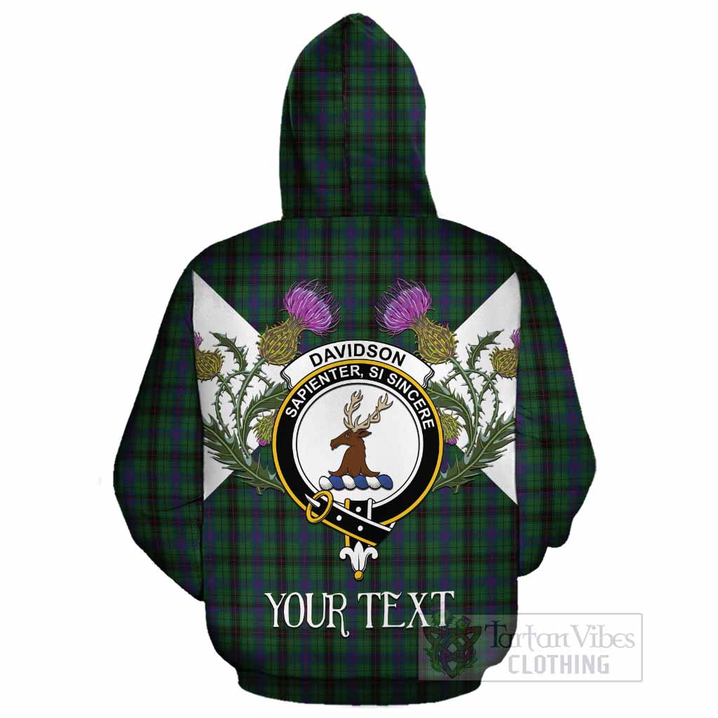 Davidson Tartan Family Crest Cotton Hoodie Scottish Burns Night Thistle Floral