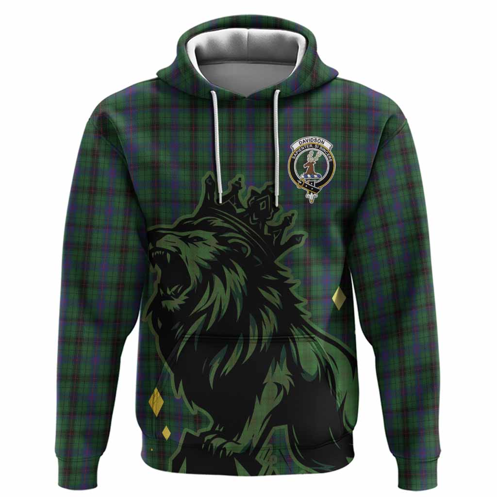Davidson Tartan Family Crest Hoodie Crowned Lion Roaring