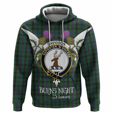 Davidson Tartan Family Crest Hoodie Scottish Burns Night Thistle Floral