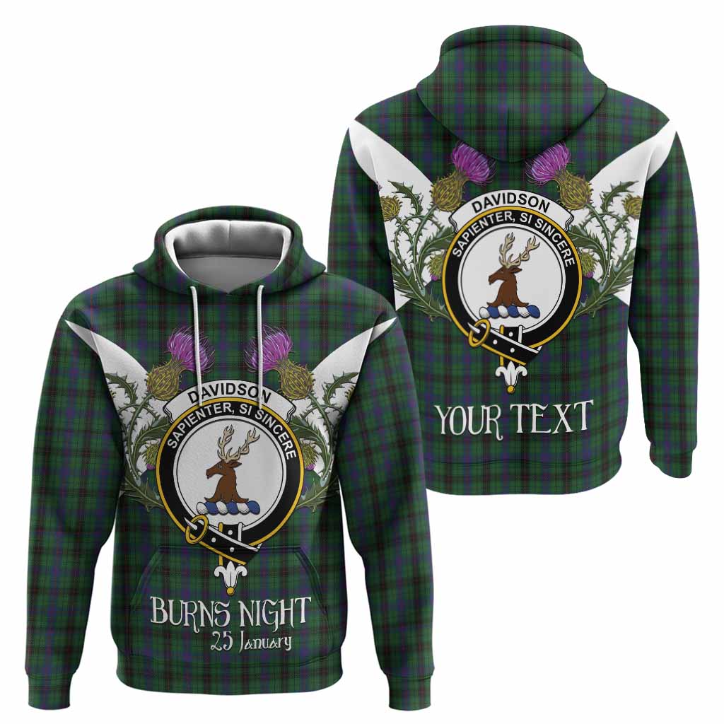 Davidson Tartan Family Crest Hoodie Scottish Burns Night Thistle Floral