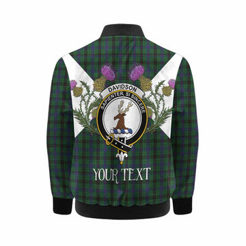 Davidson Tartan Family Crest Kid Bomber Jacket Scottish Burns Night Thistle Floral