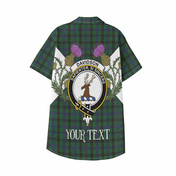 Davidson Tartan Family Crest Kid Hawaiian Shirt Scottish Burns Night Thistle Floral