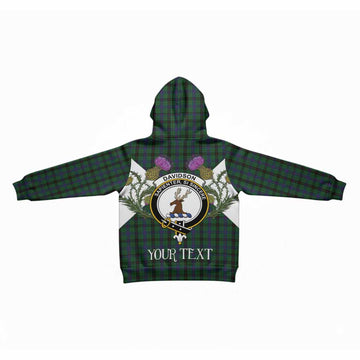 Davidson Tartan Family Crest Kid Hoodie Scottish Burns Night Thistle Floral