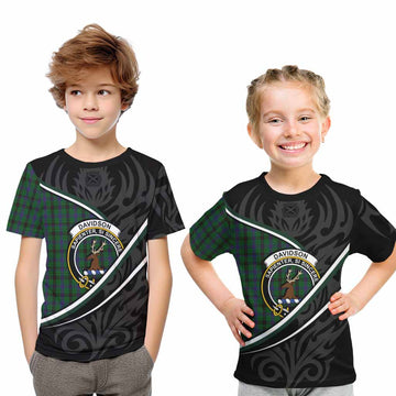 Davidson Tartan Family Crest Kid T-shirt Celtic Scottish Thistle Floral - Tartan Vibes Clothing