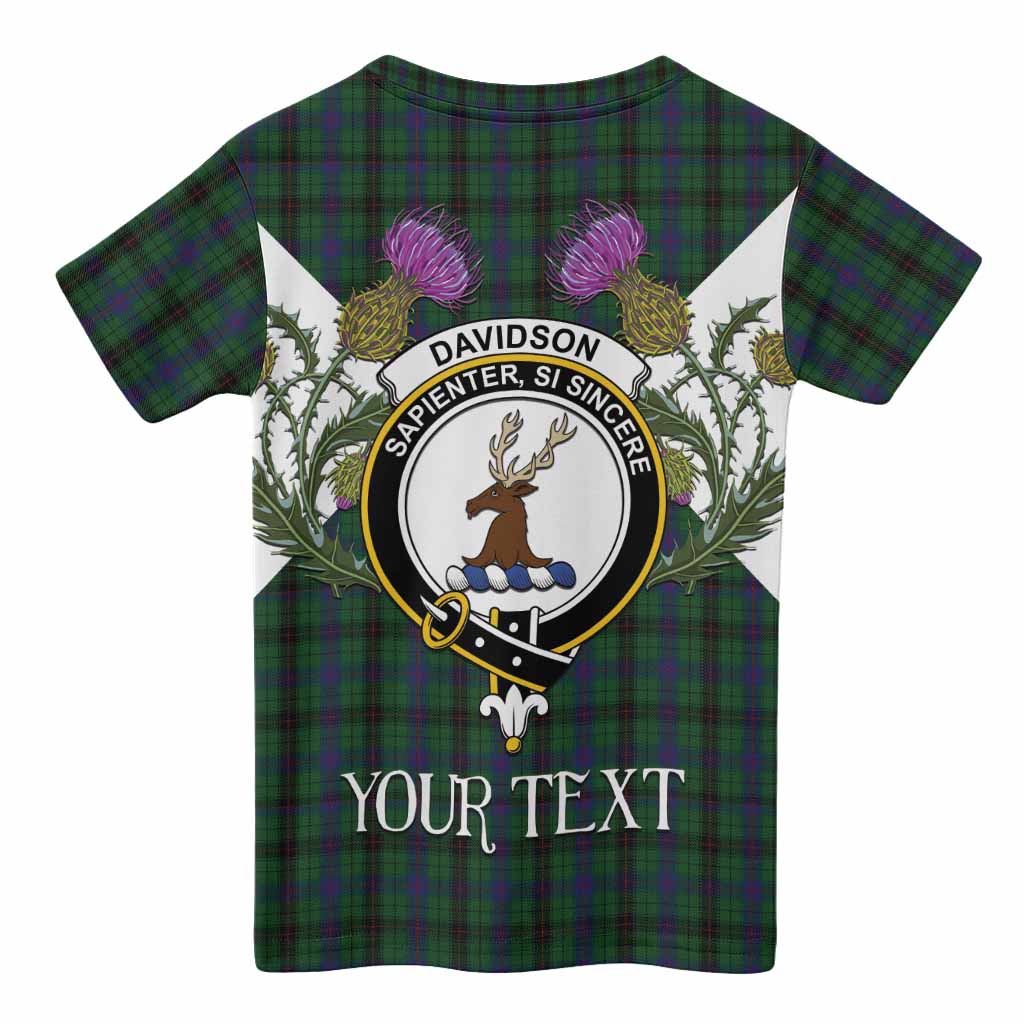 Davidson Tartan Family Crest Kid T-shirt Scottish Burns Night Thistle Floral